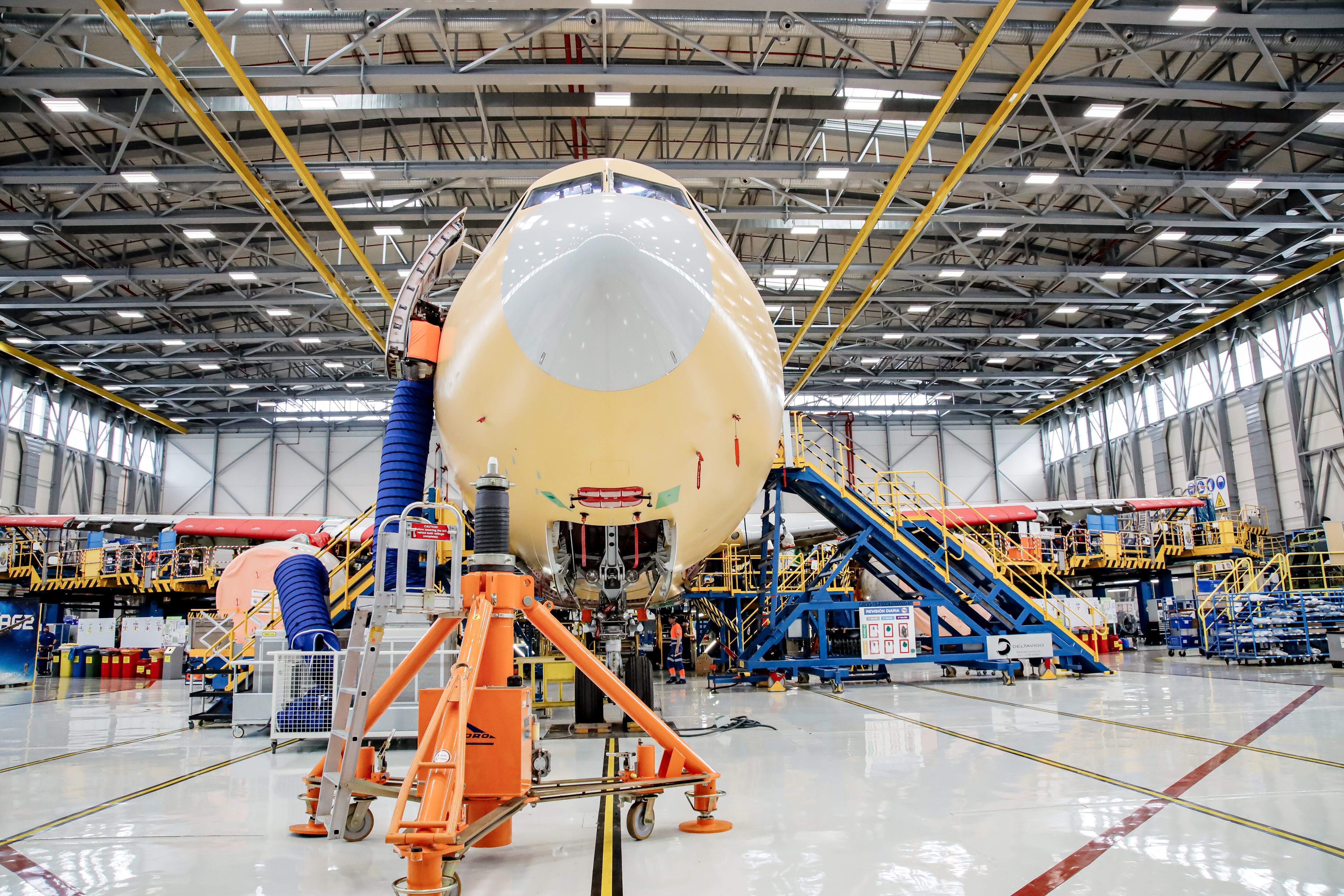 Airbus A350 in assembly hangar