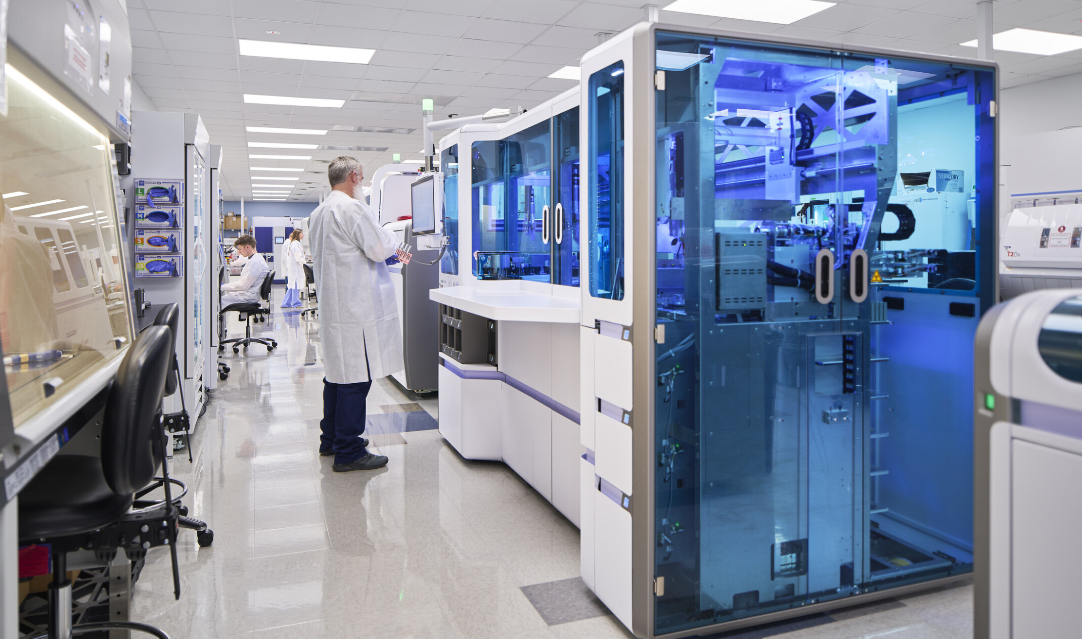 NHS clinical laboratory, close-up